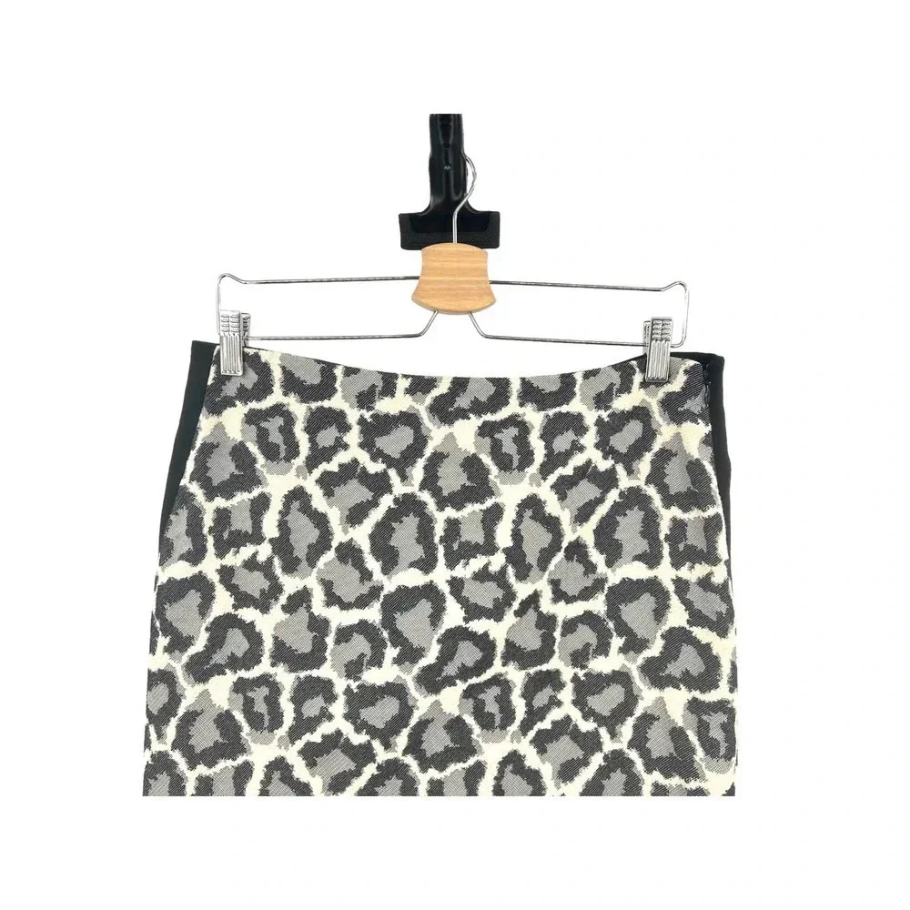 Diane Von Furstenberg Emma Leopard Print Pencil Skirt‎ Black Size 12